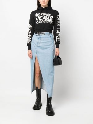 Raštuotas medvilninis džemperis su gobtuvu Versace Jeans Couture