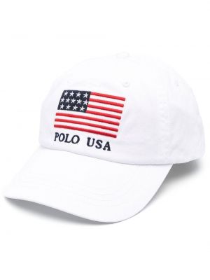 Bombažna bombažna kapa s šiltom Polo Ralph Lauren bela