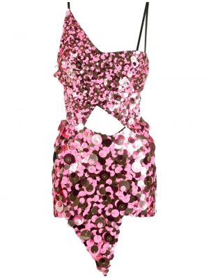 Κοκτέιλ φόρεμα με παγιέτες The Attico ροζ