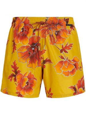 Kratke hlače s cvetličnim vzorcem s potiskom Etro rumena