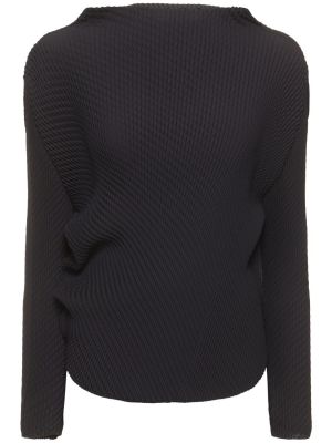 Plisēti džemperis ar augstu apkakli ar garām piedurknēm Issey Miyake melns