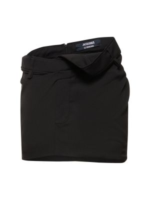 Falda de lana de crepé Jacquemus negro