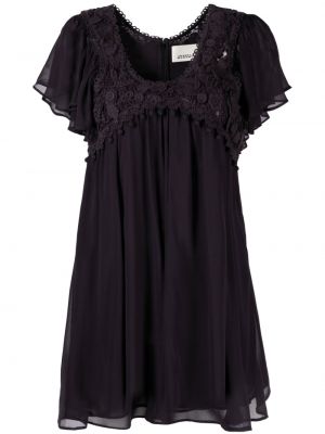 Obleka s cvetličnim vzorcem s čipko Isabel Marant črna