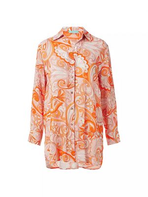 Рубашка на пуговицах с узором пейсли Melissa Odabash оранжевая