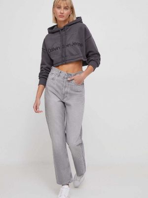 Bluza z kapturem bawełniana Calvin Klein Jeans szara