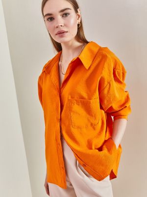 Oversized πουκάμισο Bianco Lucci πορτοκαλί
