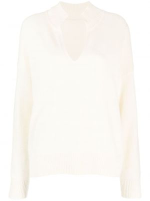 Sweter z kaszmiru z dekoltem w serek Chinti & Parker biały
