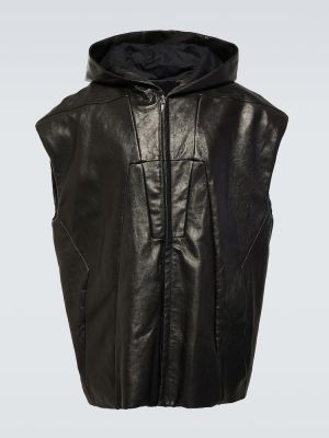 Oversized usnjena jakna Rick Owens črna
