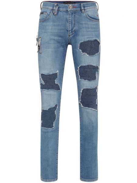 Yıldız desenli skinny fit jean pantolon Philipp Plein mavi