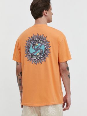 Koszulka bawełniana z nadrukiem Quiksilver pomarańczowa