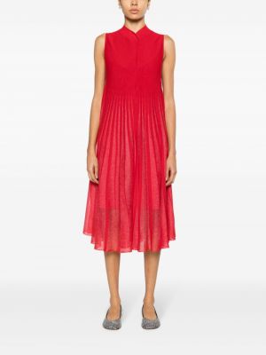 Dzianinowa sukienka midi plisowana Claudie Pierlot czerwona