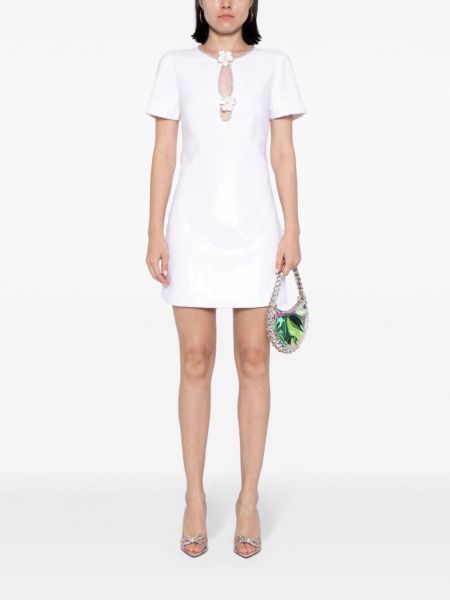 Mini šaty s flitry Self-portrait bílé