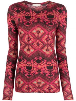 Βαμβακερή μπλούζα με σχέδιο με αφηρημένο print Ulla Johnson ροζ