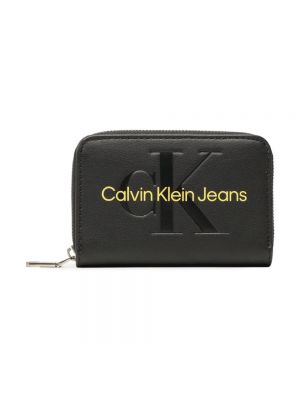 Portfel na zamek z nadrukiem Calvin Klein Jeans czarny