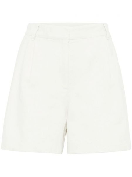 Plisirane kratke hlače Brunello Cucinelli bela