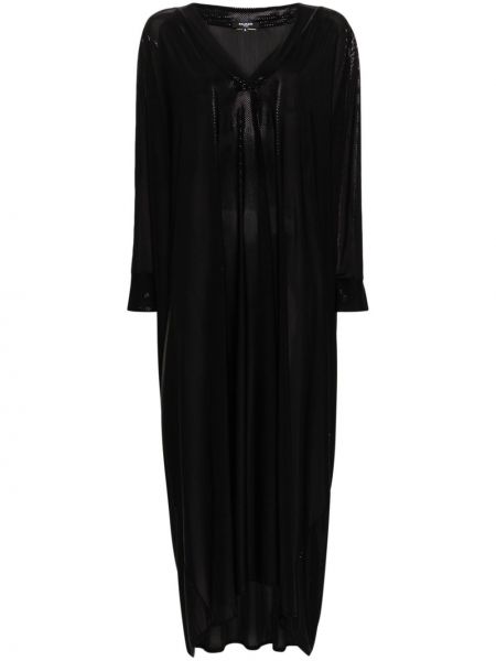 Prozorna dolga obleka Balmain črna