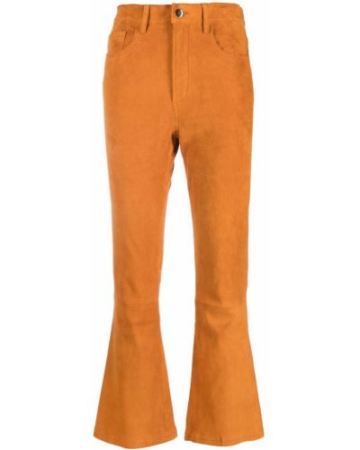 Pantaloni din piele de căprioară Paula portocaliu