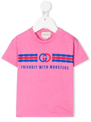 Trykt t-skjorte for jenter Gucci Kids rosa