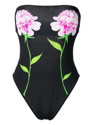 Květinové plavky s potiskem Cynthia Rowley černé