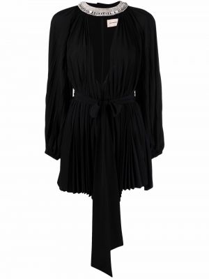 Plisirana mini obleka s kristali Alexandre Vauthier črna