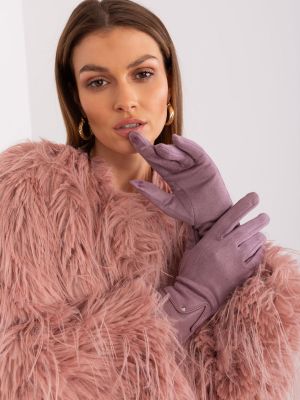 Usnjene rokavice Fashionhunters vijolična