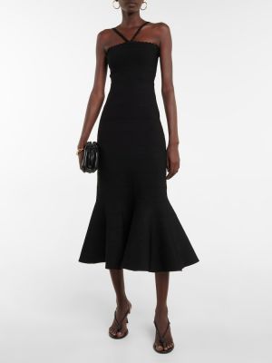 Prolamované midi šaty Victoria Beckham černé