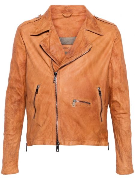 Kožna jakna od brušene kože s patentnim zatvaračem Giorgio Brato smeđa
