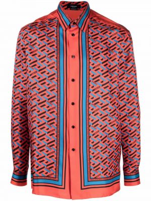 Camisa con estampado con estampado geométrico Versace rojo