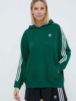 Pruhovaná mikina s kapucí s aplikacemi Adidas Originals zelená