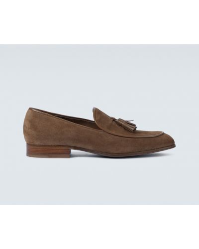 Pantofi loafer din piele de căprioară Gianvito Rossi maro