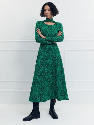 Vestido midi de tejido jacquard Sfera verde