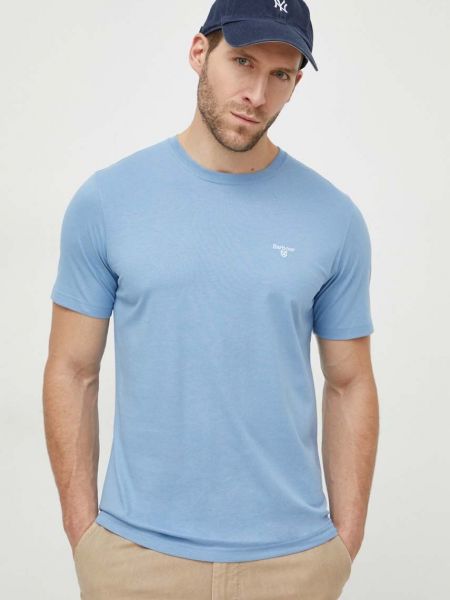 Памучна тениска с дълъг ръкав Barbour синьо