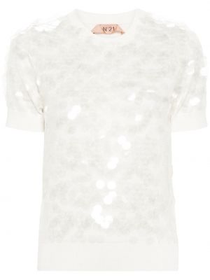 T-shirt à paillettes Nº21 blanc