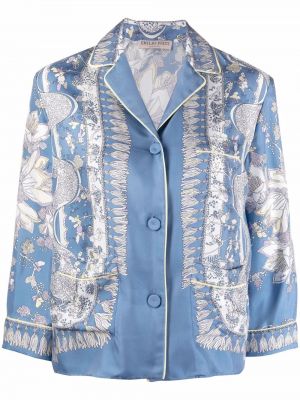 Camisa de seda con estampado Emilio Pucci azul