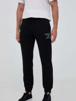 Панталон с апликация Emporio Armani Underwear черно