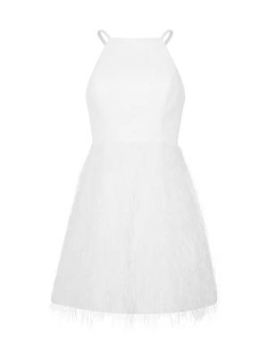 Платье мини без рукавов с перьями Bcbgmaxazria белое