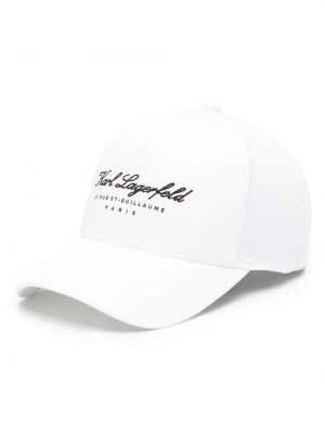 Haftowana czapka z daszkiem bawełniana Karl Lagerfeld biała