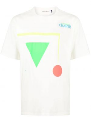 Tricou din bumbac cu imagine cu imprimeu geometric Undercover alb