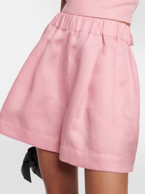 Pantaloni scurți cu talie înaltă de in Asceno roz