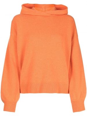 Кашмирен вълнен пуловер с качулка Pringle Of Scotland оранжево