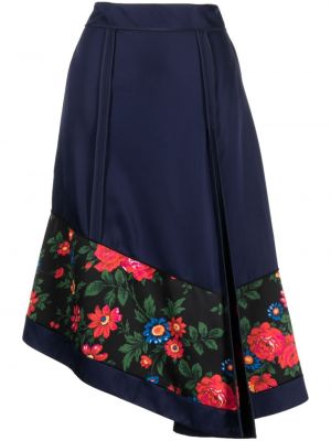 Asimetrična midi suknja s cvjetnim printom s printom Céline Pre-owned plava