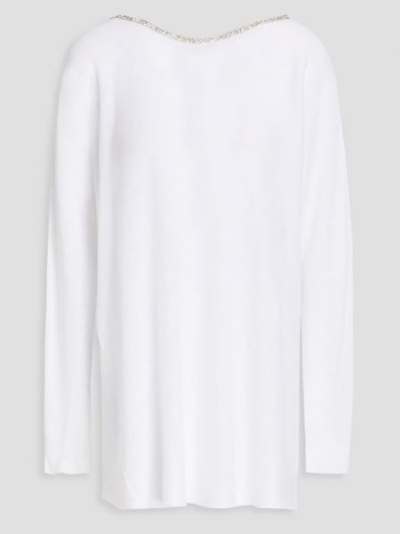 Украшенный льняной свитер Lino белый
