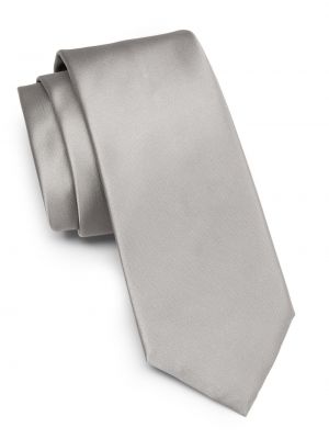 Шелковый галстук Emporio Armani серебряный