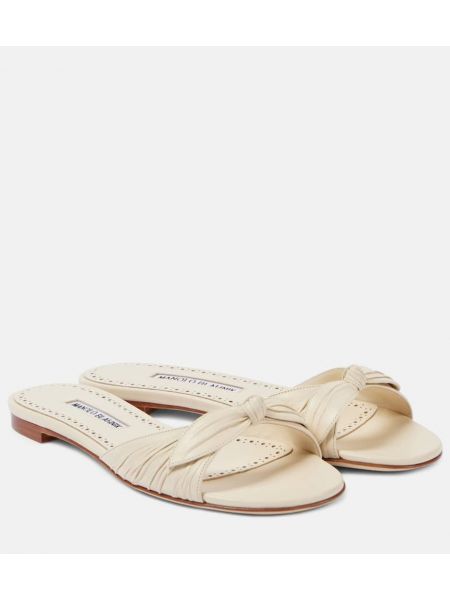 Mules en cuir Manolo Blahnik blanc