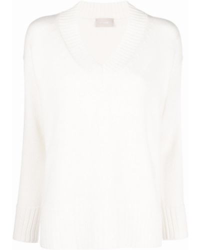 Пуловер от мерино вълна с v-образно деколте Drumohr бяло