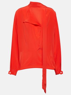 Bluză de mătase din șifon Victoria Beckham roșu