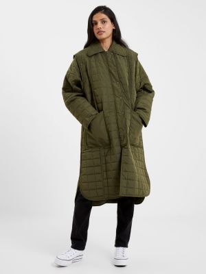 Стеганое пальто French Connection зеленое