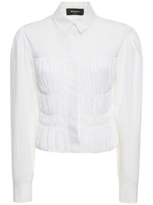 Plisovaná bavlnená košeľa Rochas biela