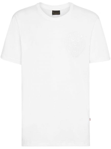 T-shirt brodé en coton à imprimé Billionaire blanc