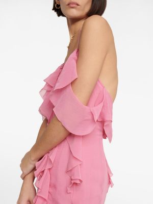 Vestido largo de seda de algodón Blumarine rosa